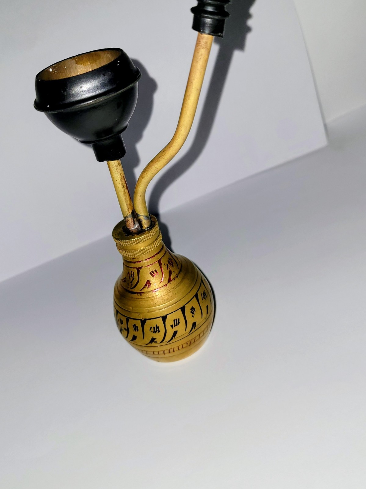 VINTAGE BRASS POCKET HOOKAH Water Pipe India Etched/Painted Handmade Pipe
