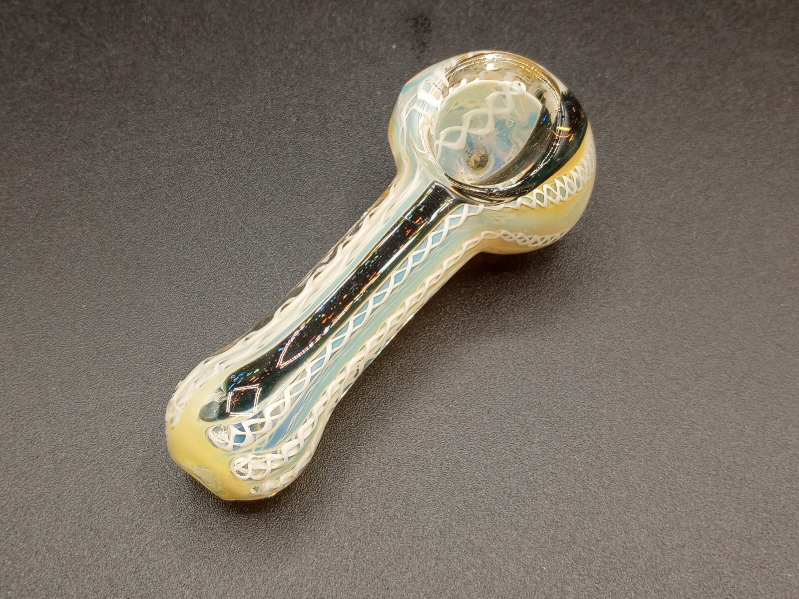3.5 USA HEAVY BLOWN GLASS HAND PIPE DICHRO TOBACCO SPOON BOWL SMOKING PIPE