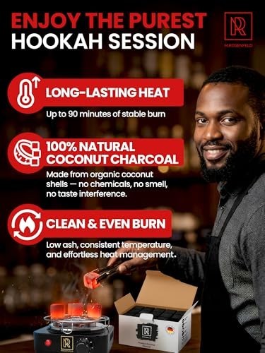 Premium Coconut Hookah Coals – 84 Count XL Pack, 100% Natural, 25mm Cubes, No Qu