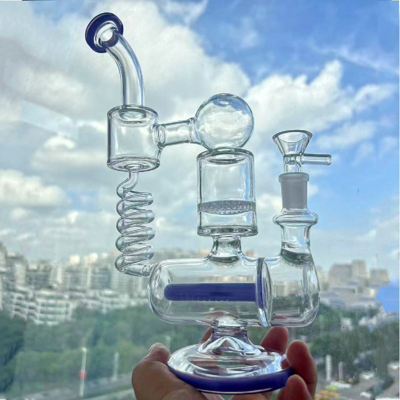 Coil Honeycomb For Glass bong Recyler Rigs lavende smoking water pipe 11.7”