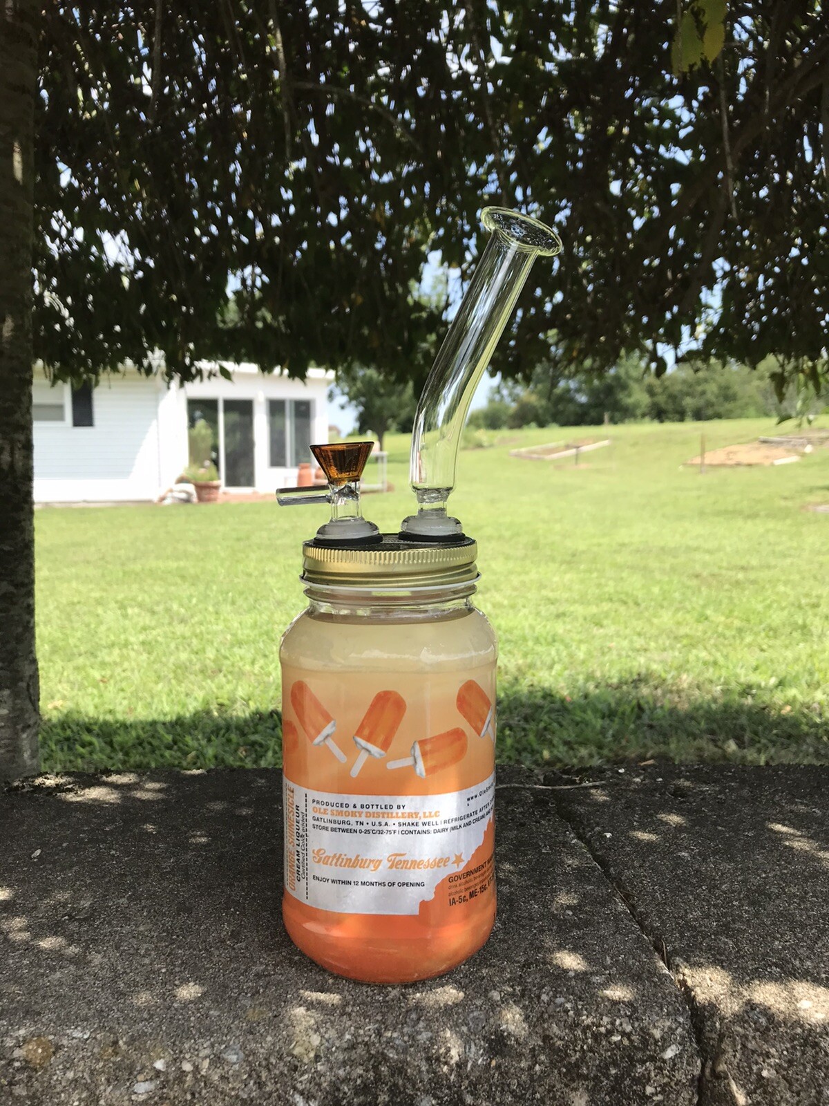 Mason Jar Bong Water Pipe 750ml Ole Smokey Tennessee Whiskey Creamsicle 14mm