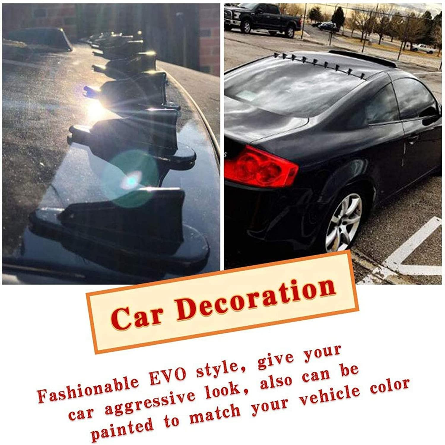 10Pcs/Set Diffuser Shark Fin Kit Compatible with Spoiler Roof Wing Air Vortex Ge