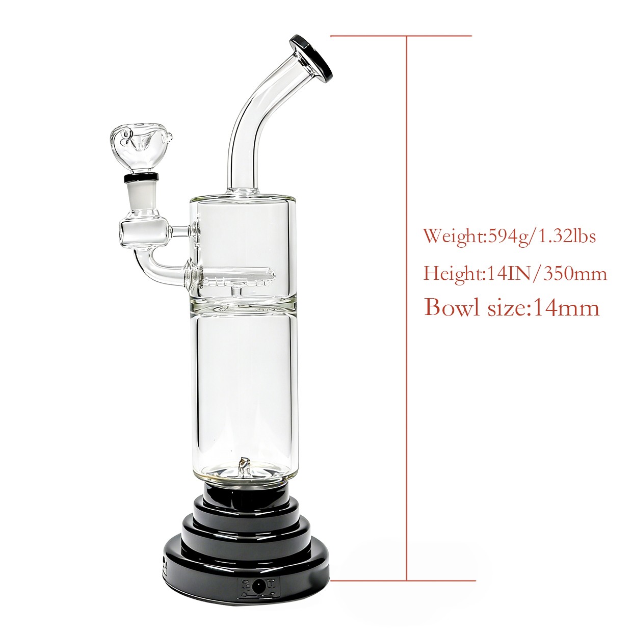 14INCH Plasma Electric Glass Bong Water Pipes Smoking Bongs w/14mm bowl Hookah
