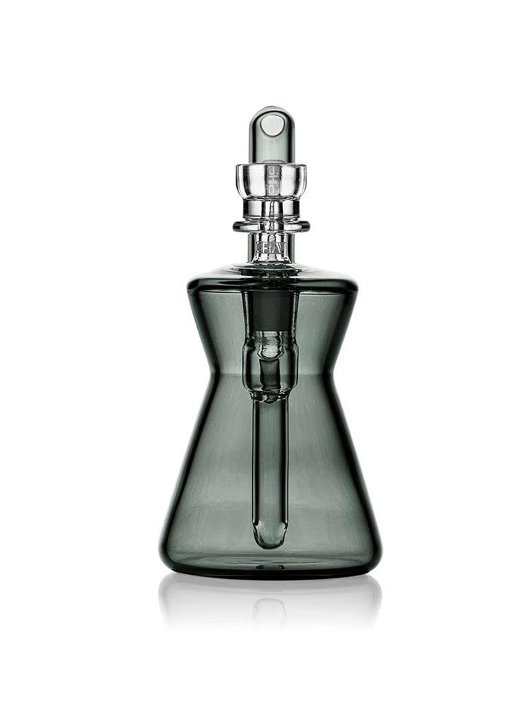 Grav Hourglass Pocket Bubbler SMOKE GREY 10mm Boro Glass Portable Hand Pipe
