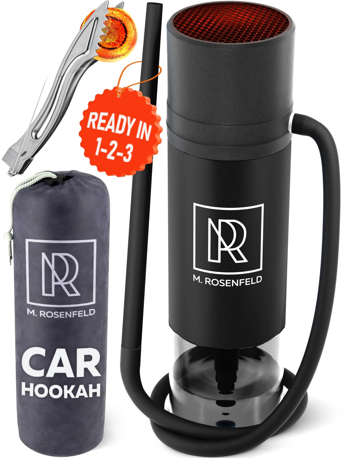 Travel Hookah Set with Accessories – Portable Black Car Hookah