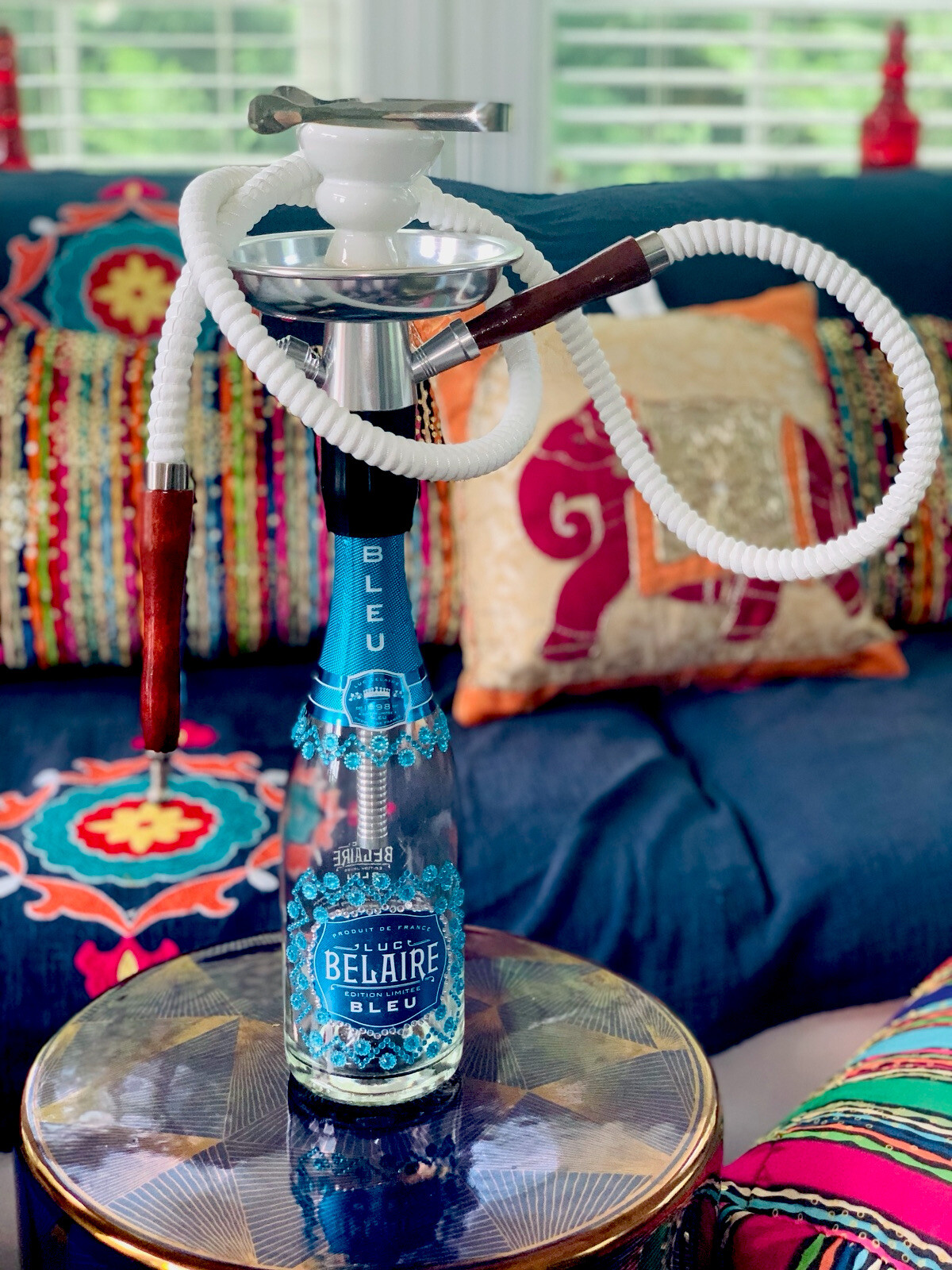 Luc Belaire Luxe Bleu Hookah Shisha Lamp Patio Deck Champagne Party Home Decor