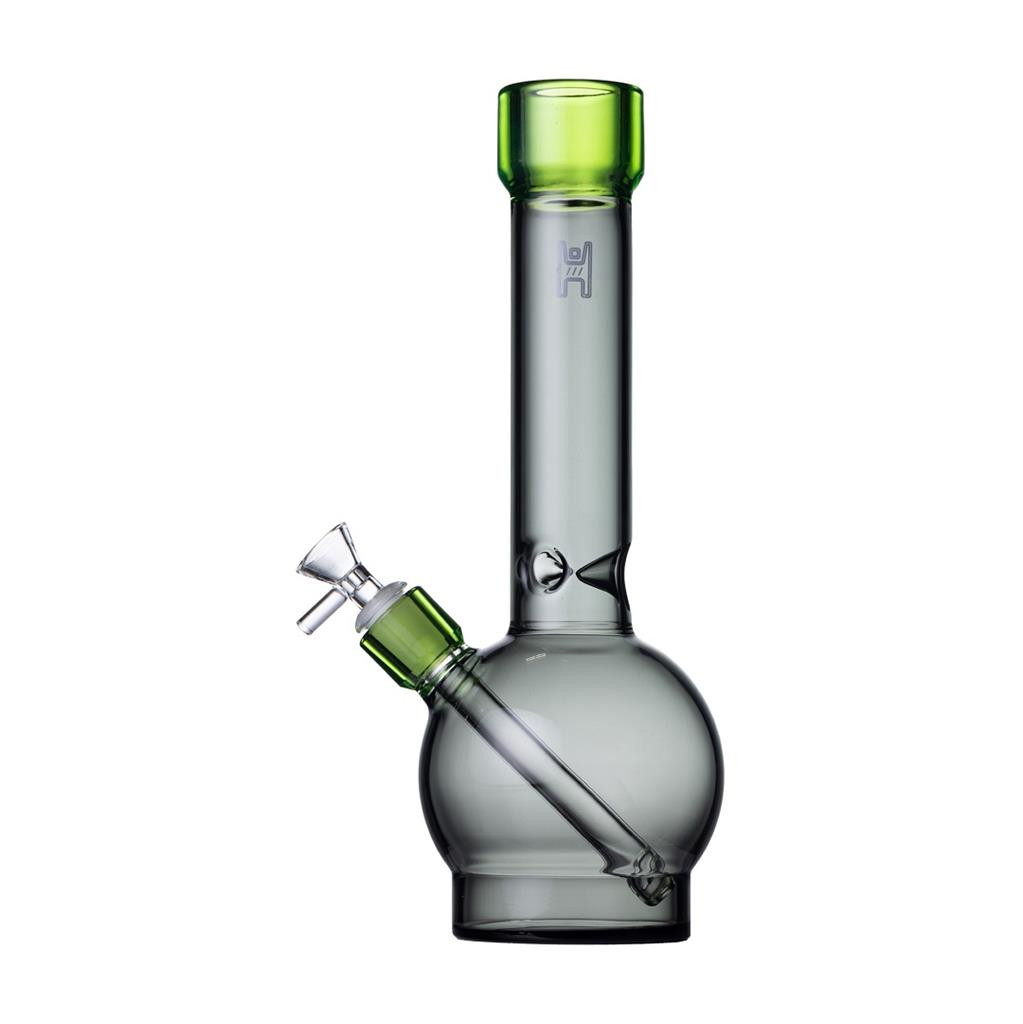 Human Grade 12&Prime; Ball Water Pipe SMOKE GREY W MATRIX GREEN Thick Boro Glass