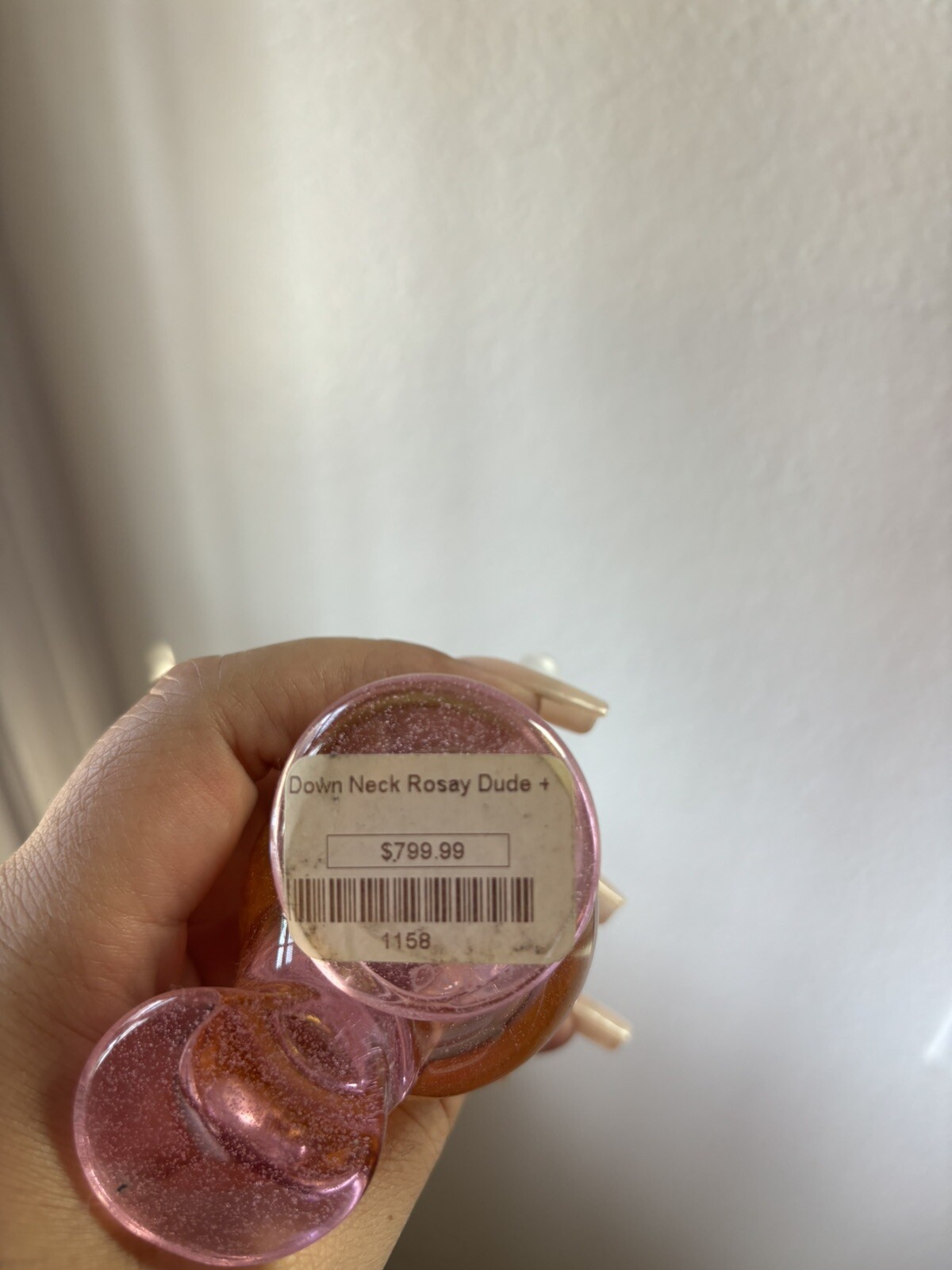 Slightly used « Down Neck Rosay Dude » pink alien glass bong