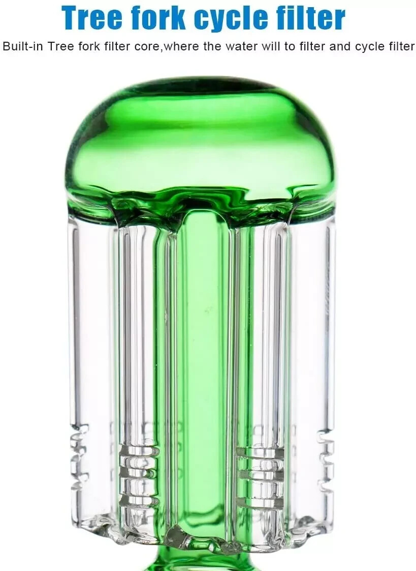 16&Prime; Heavy Glass Bong Green Percolate Bongs Smoking Hookah Water Pipe 18mm Bowl