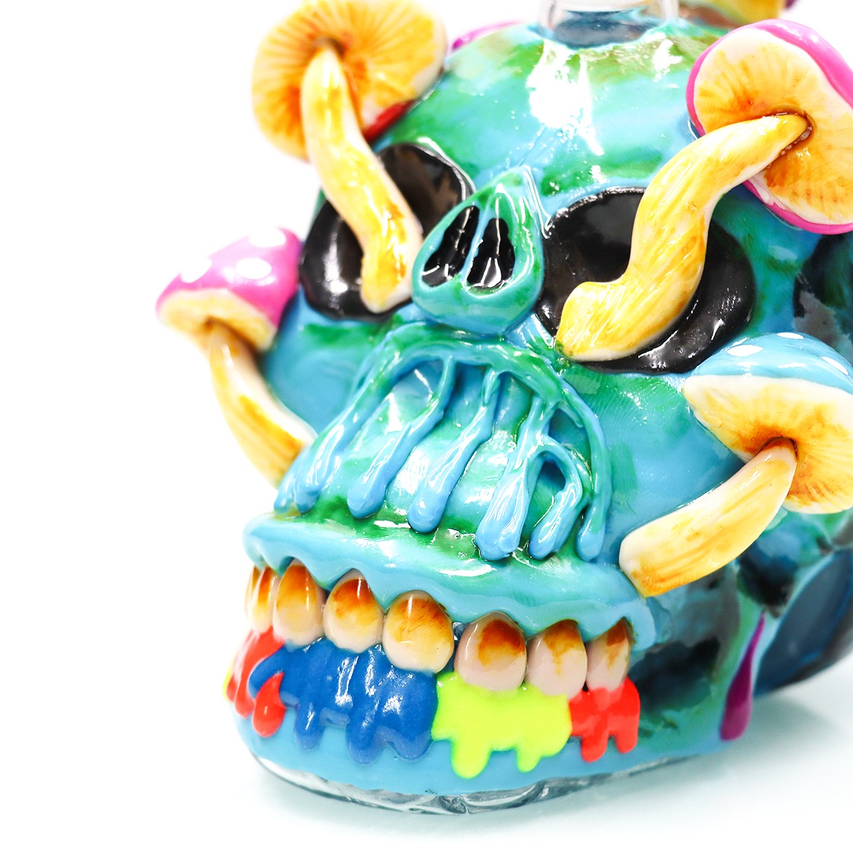 Halloween Skull 6in Glass Bong Water Pipes Smoking Perc Bongs Hookah w/14mm bowl