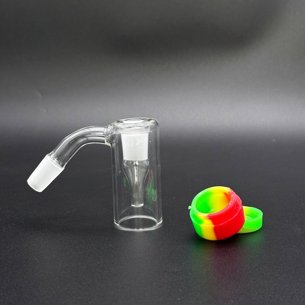 MINI 14mm 45° Glass Ash Catcher Silicone Container for Bong Hookah Water Pipe