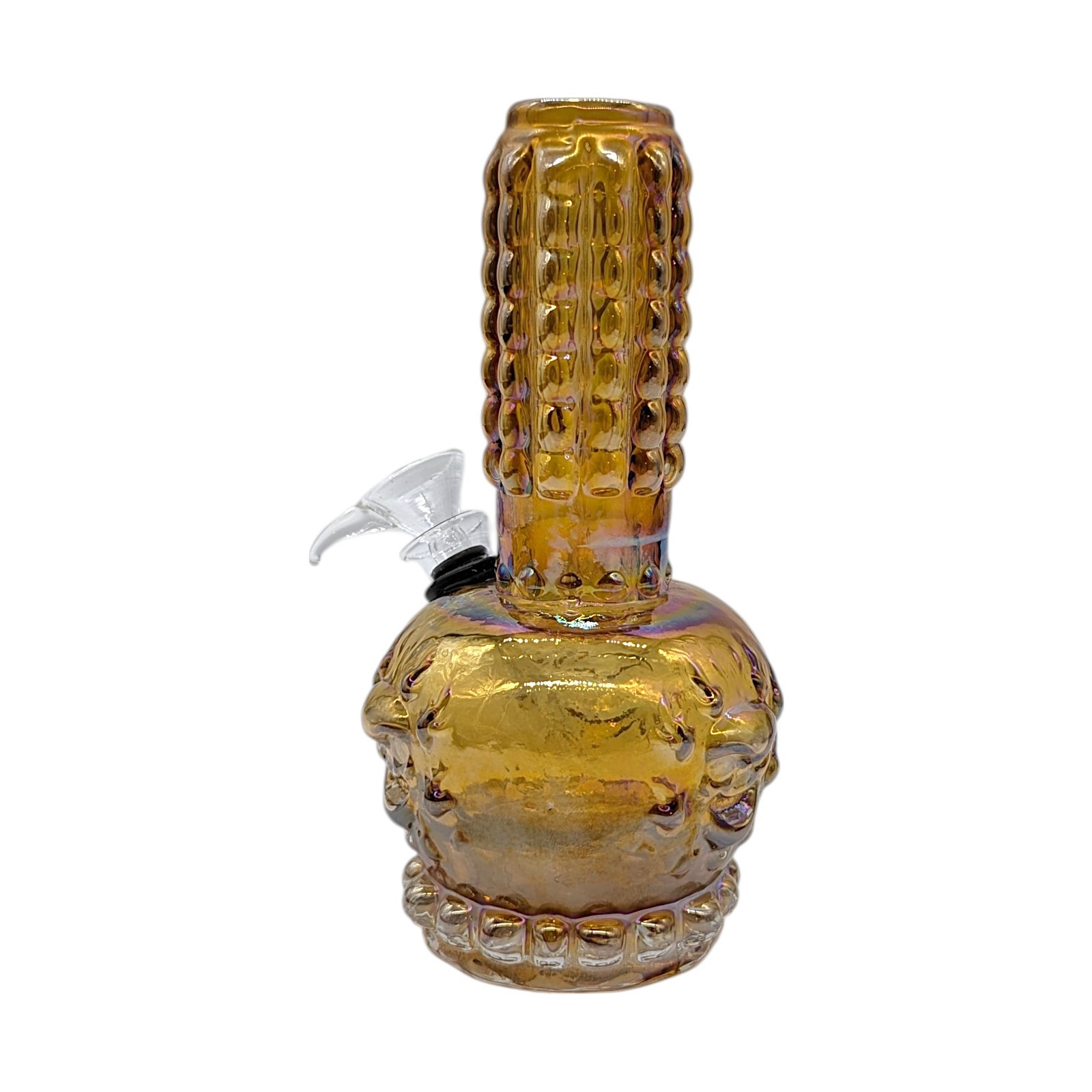 7&Prime; Soft Glass Water Pipe Mini Bong Skull Design Pull Stem Bowl