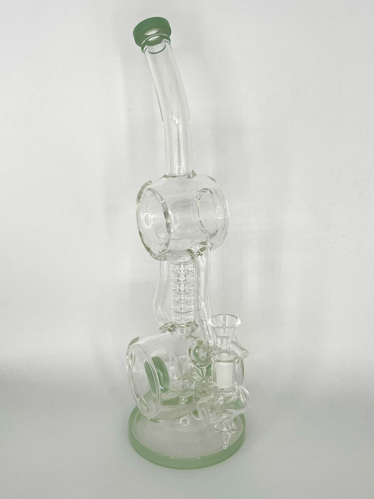 14&Prime;BIG SMOKING RECYCLER COIL & PERC BONG-14MM BOWL-2 LBS THICK GLASS-2FREE GIFTS