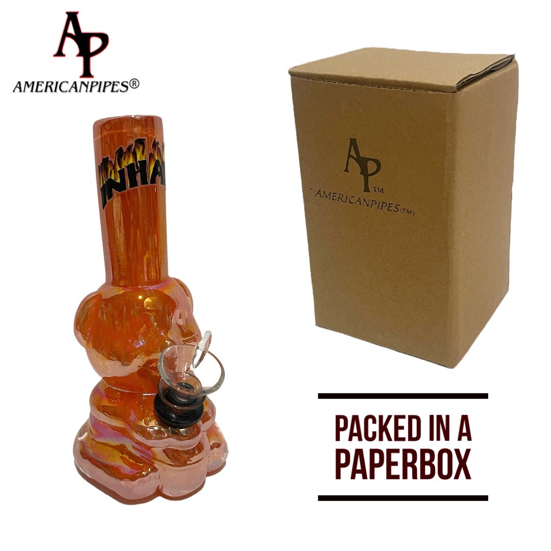 6” Teddy Bear Water Pipe/ Heavy Soft glass Pipes By INHALE & AmericanPipes