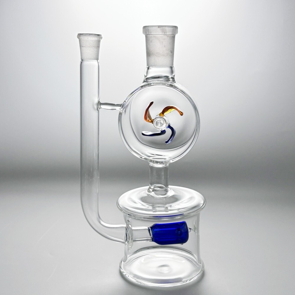 5.3&Prime; Glass Bong Colorful Windmill Spin Water Pipe Smoking Hookah W/TOOL BOX