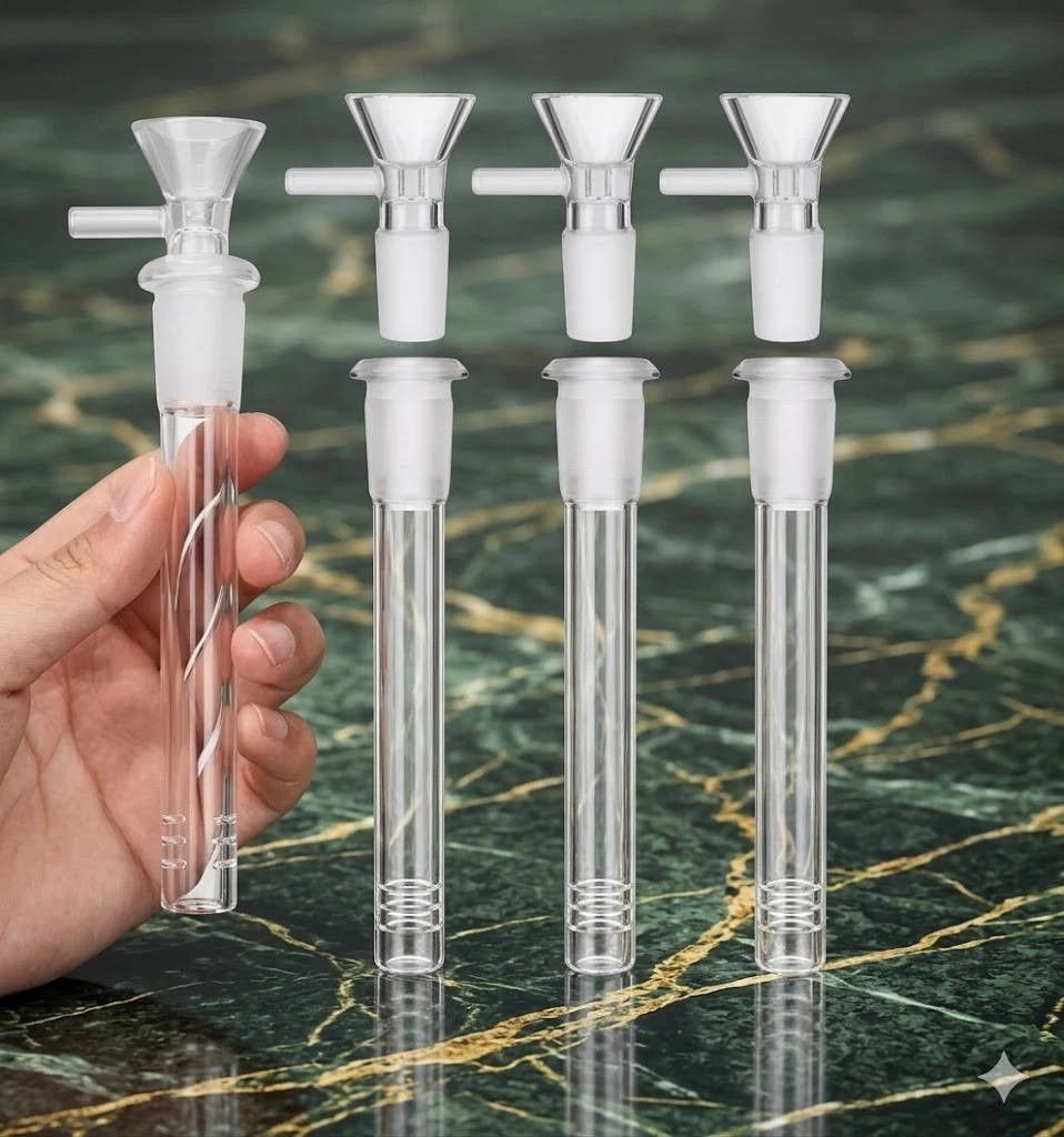 4Pcs 4.5&Prime; Glass Downstem with 14mm Male Bowl Hookah Water Smoking Pipe Bong