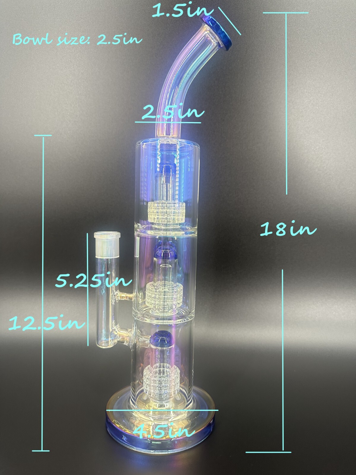16in Heavy Thick Glass Bong Water Pipe Hookah Bongs with Skull catcher White