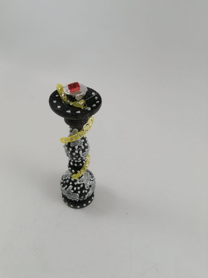 Handmade Wooden Hookah Sculpture Elegance in 5.5 inches
