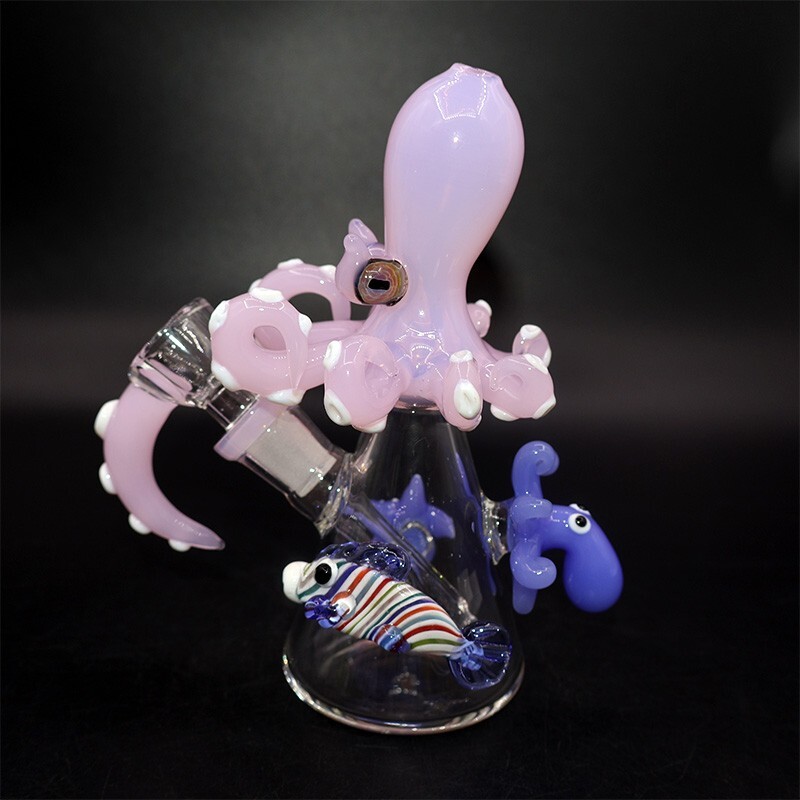 5.7&Prime;Pink Octopus Glass Bong Gravity Beaker Hookah Percolator Tobacco pipe w/Bowl
