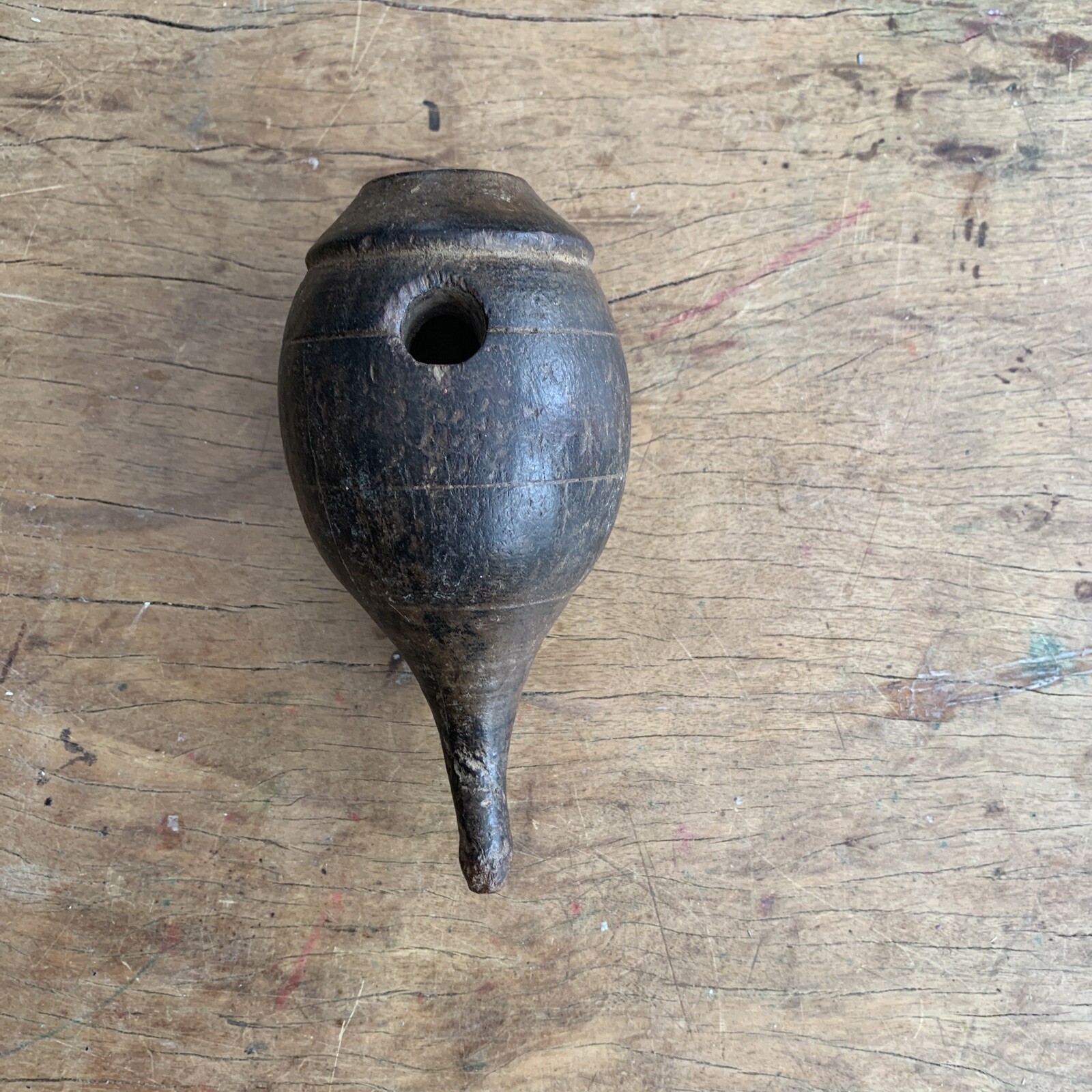 Antique Wooden Indian Water Pipe Vessel (Huqqah)