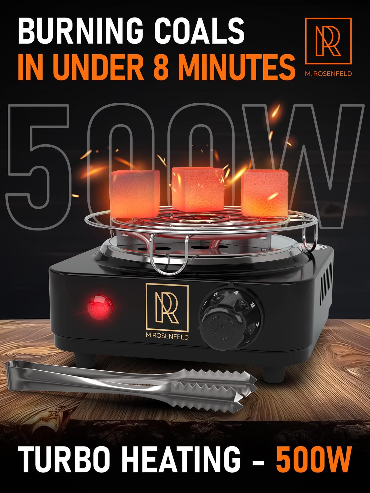 M. ROSENFELD Hookah Coal Burner 500W with Grid – Coal Burner for Hooka