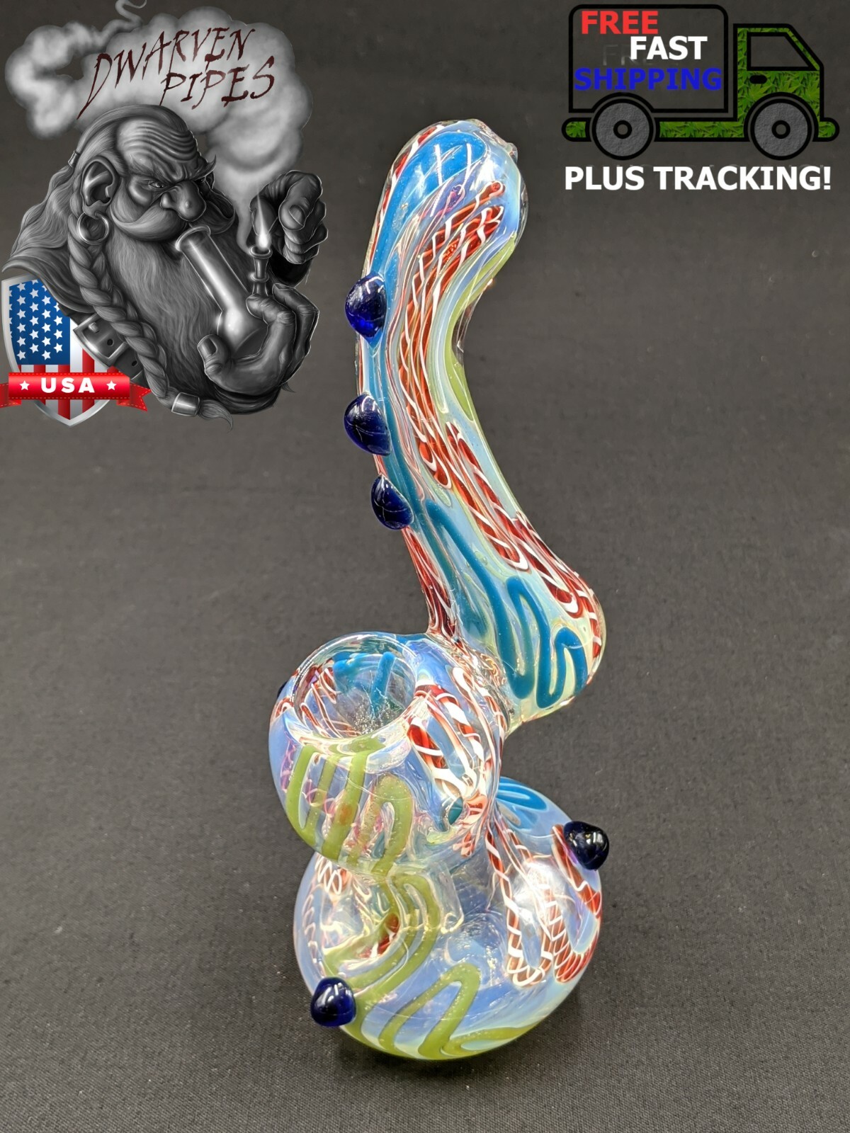 6.5&Prime; Inch Tobacco Glass Bowl Bubbler Blue/Green/Red