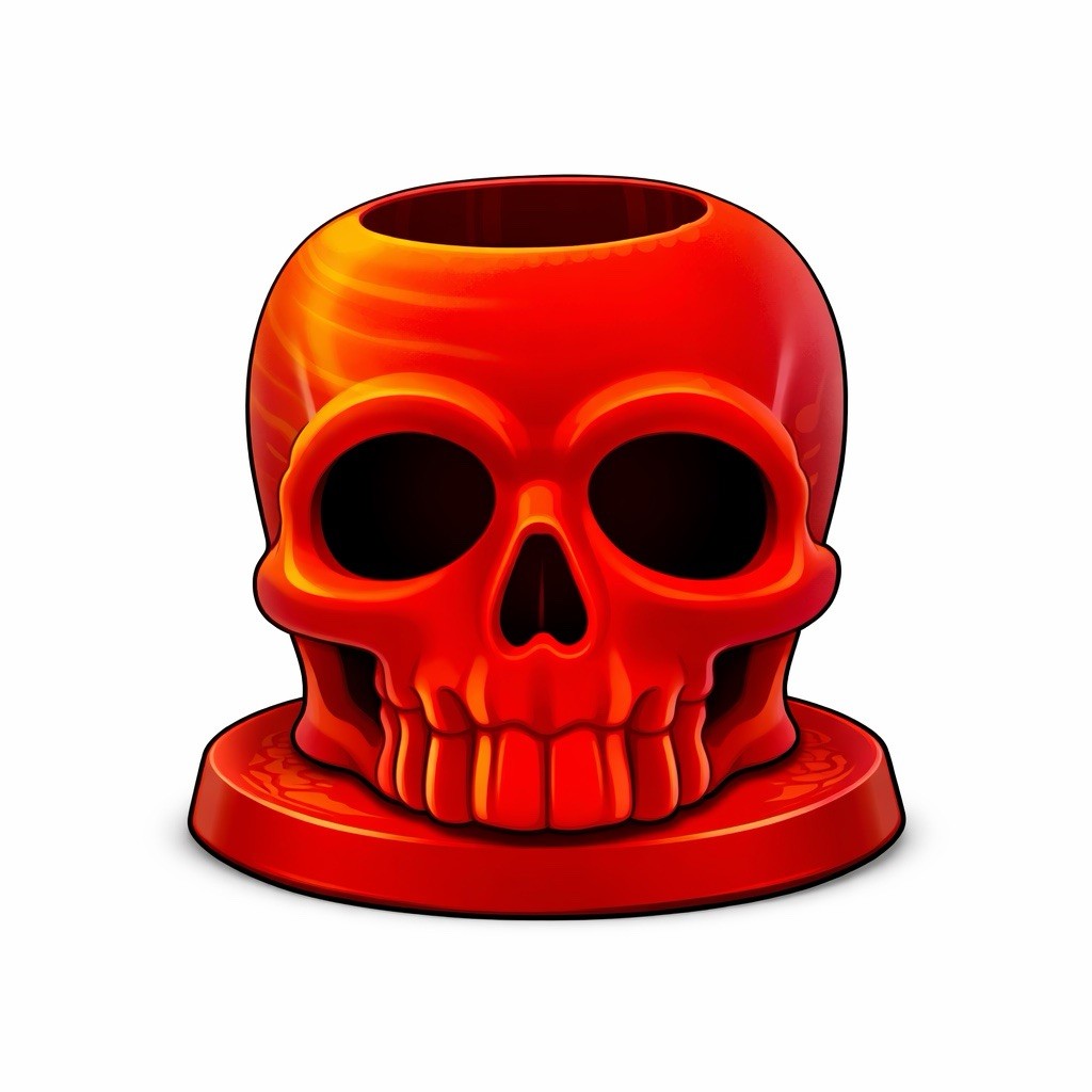 18MM Slide Bowl Stand Display Holder – Made In USA – ORANGE SUNRISE – SKULL