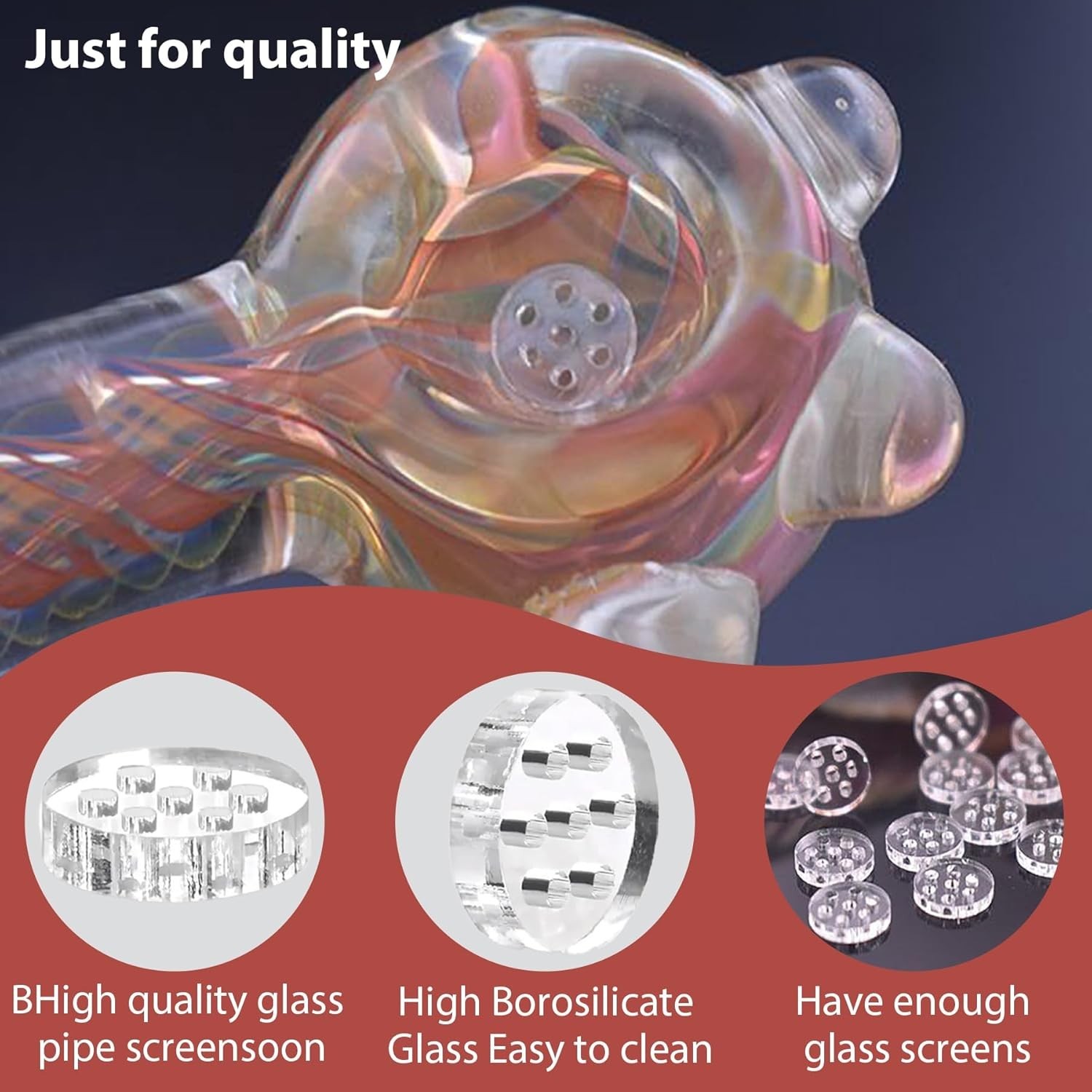 50-Pack 8mm High Borosilicate Glass Screens with 7 Honeycomb Holes Reusable a…