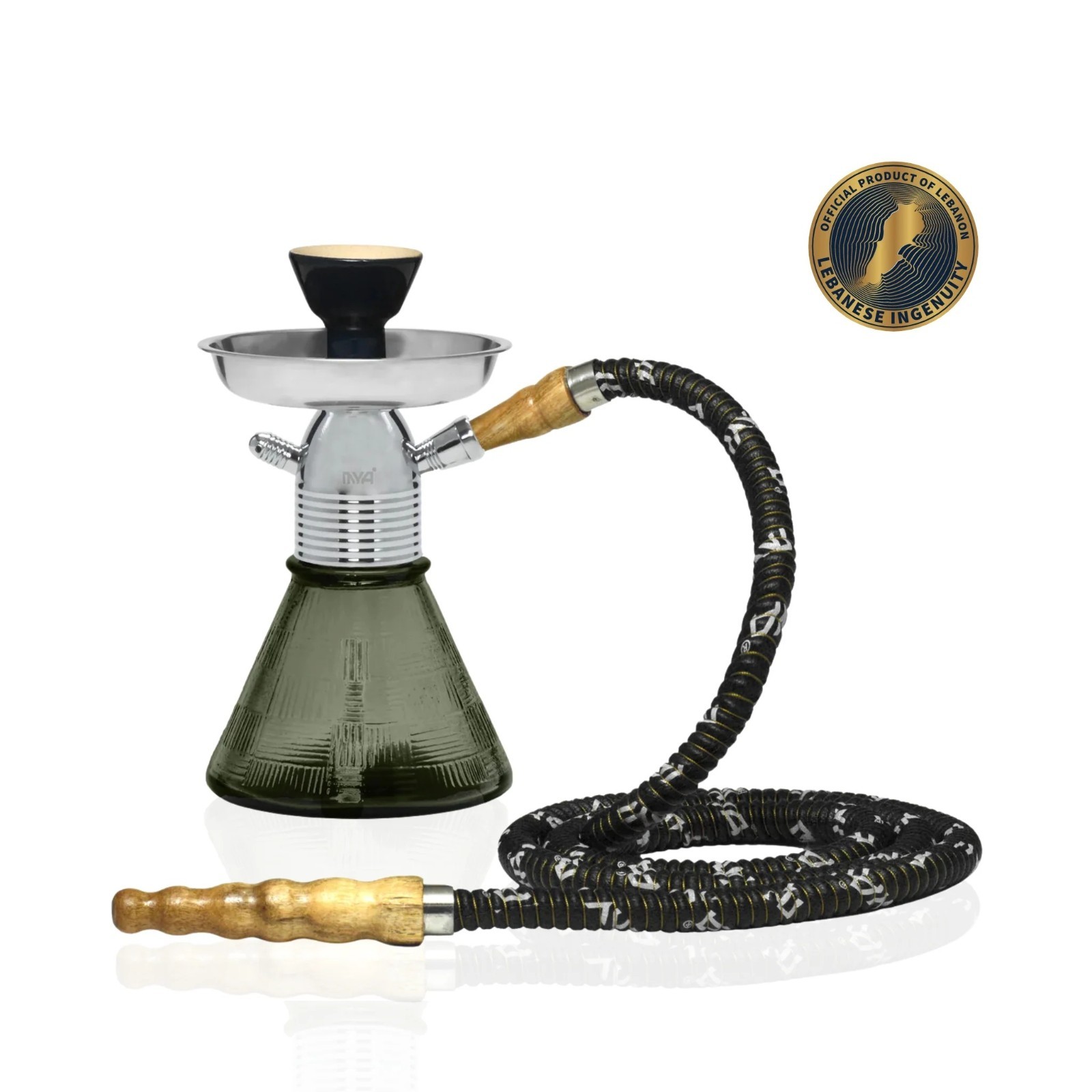 MYA Petite Hookah 8in Glass Base, 1 Hose – Portable Set – Grey