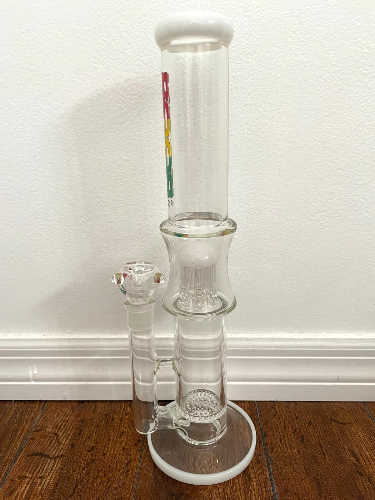 15.5” Premium Glass Water Pipe Multi Color Honeycomb 8arm Percs 18mm