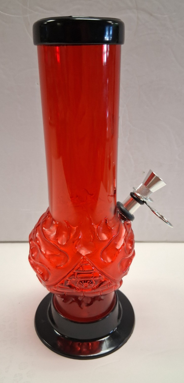 9&Prime; PLASTIC ILLUMINATI BUBBLE STRAIGHT PULL CARB WATER PIPE BONG HOOKAH RED 2&Prime;M
