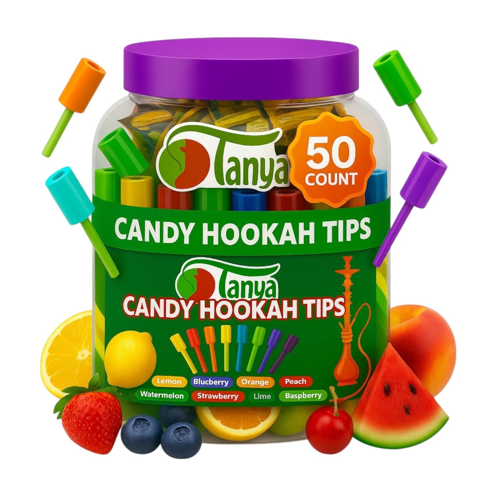 Colorful Disposable Hookah Tips – 50 Pack Super Male Plastic Candy Lolly Pop