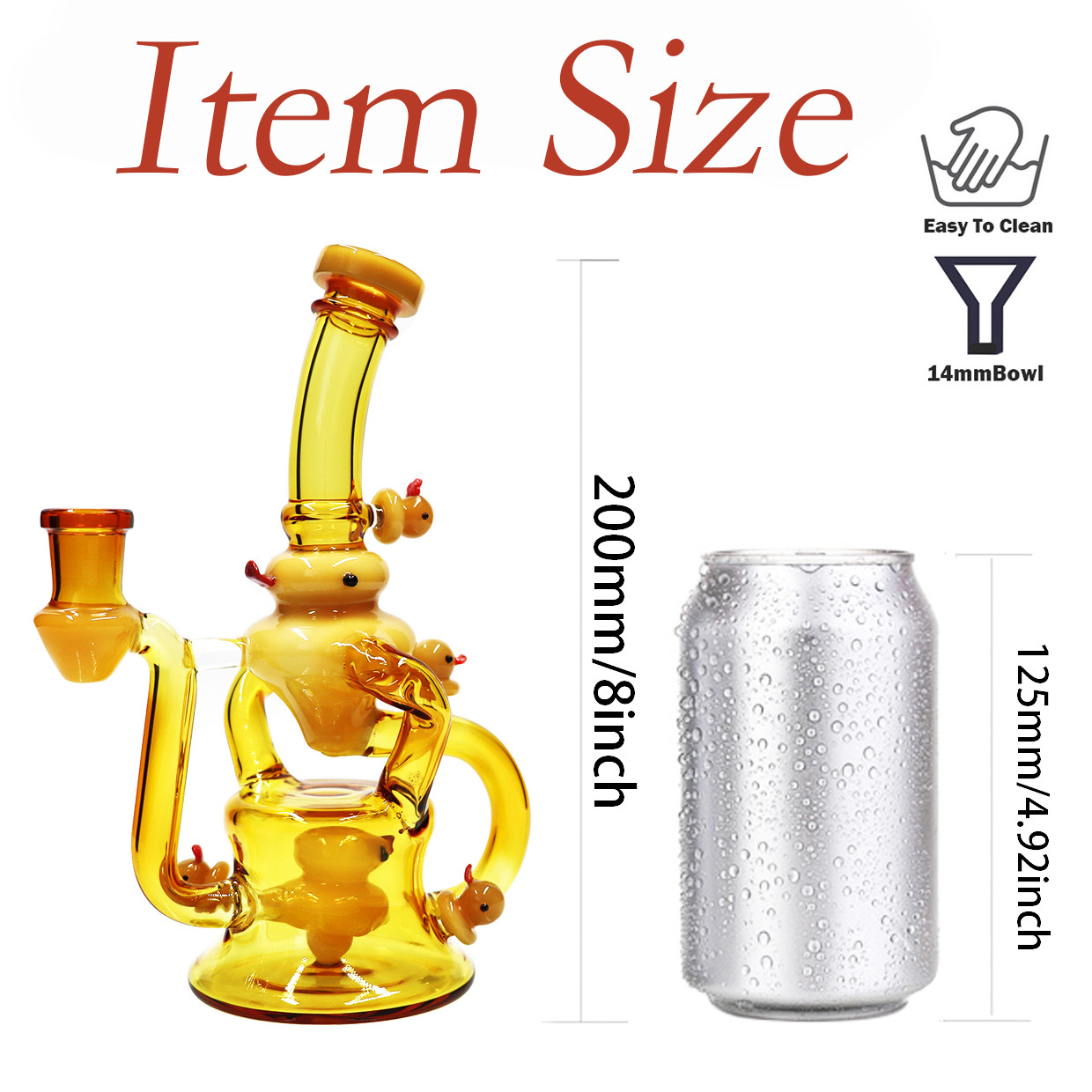 8in Duck Glass Bong Water Pipes Smoking Tobacco Recycler Bongs Hookah 14mm bowl
