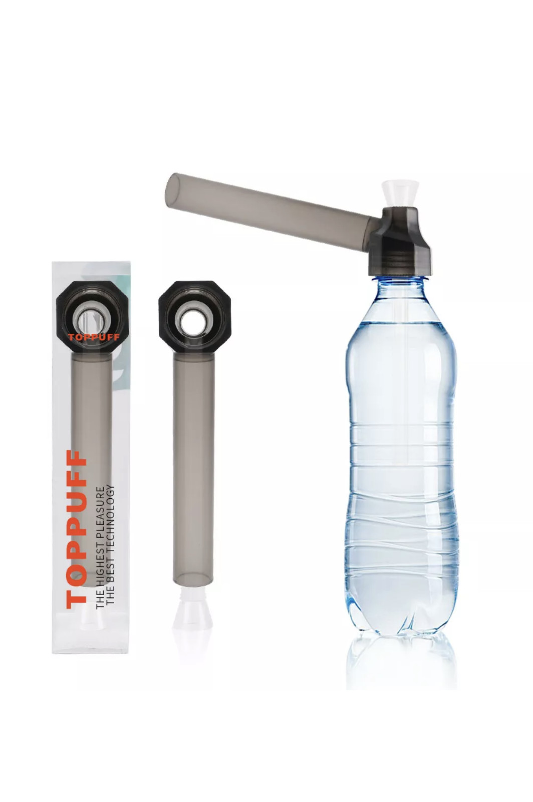Black Top Puff Portable Hookah Screw on Bottle Converter Water Glass Bong Pipes