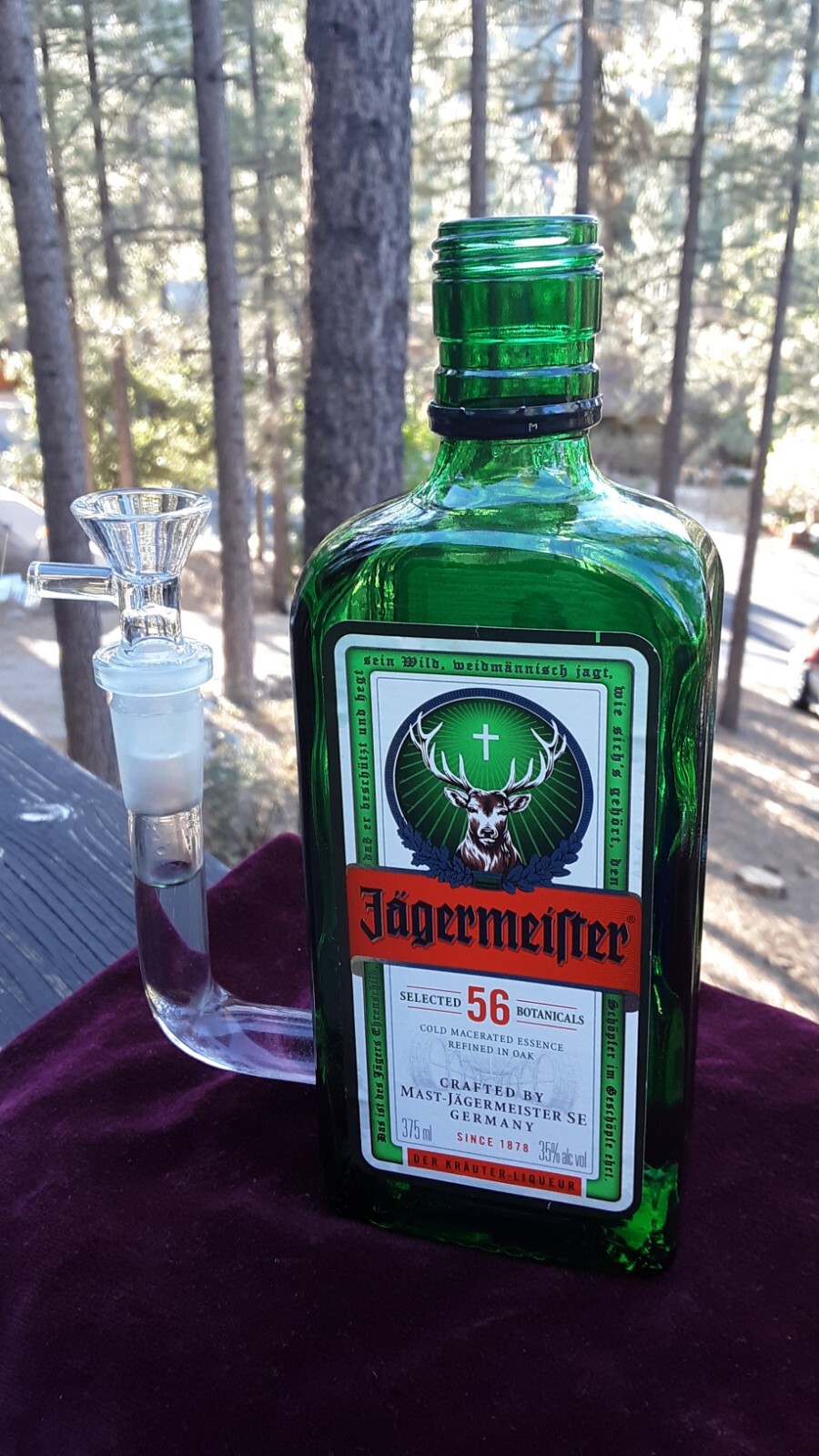  Jagermeister « Travel Bong » Mini Bubbler Liquor Bottle Bong! Beautiful Green!