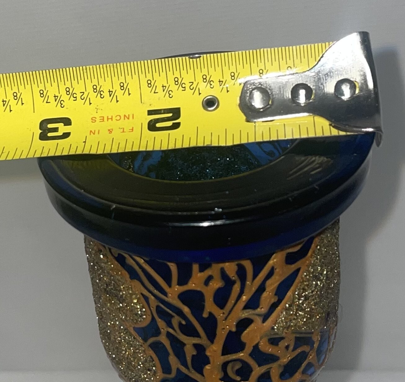 Syrain Hookah Flask Cone Shaped Cobalt Blue Glass Multi-Color 10 Inches High