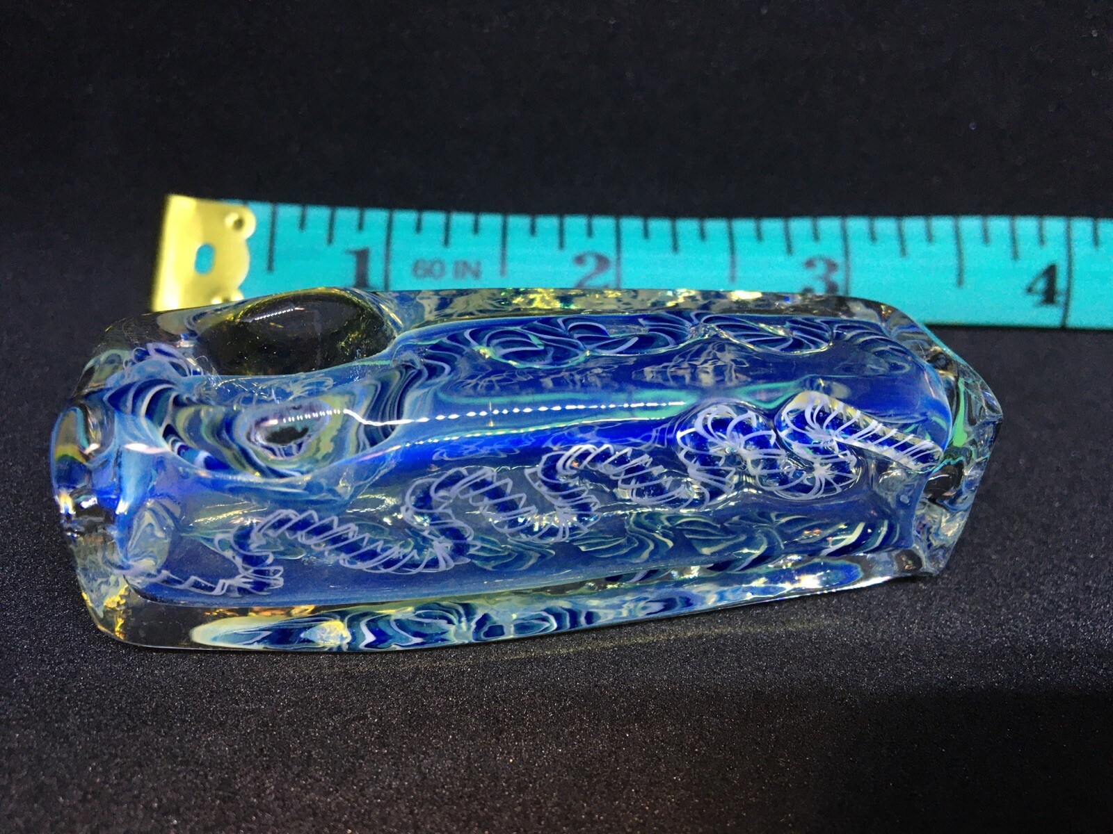 XC23B MINI BLOCK SQUARE BODY TOBACCO TUBE SMOKING HAND PIPE BLOWN GLASS 2.5” USA