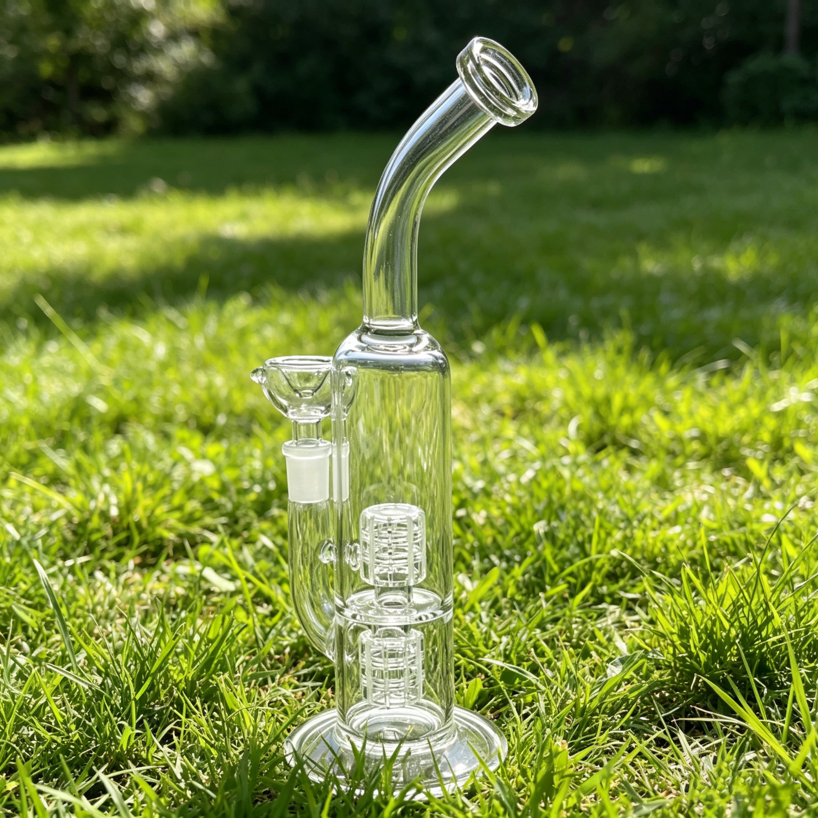 Clear 10&Prime; Glass Bong Double Matrix Perc Smoking Bubbler Water Pipe w/14MM Bowl