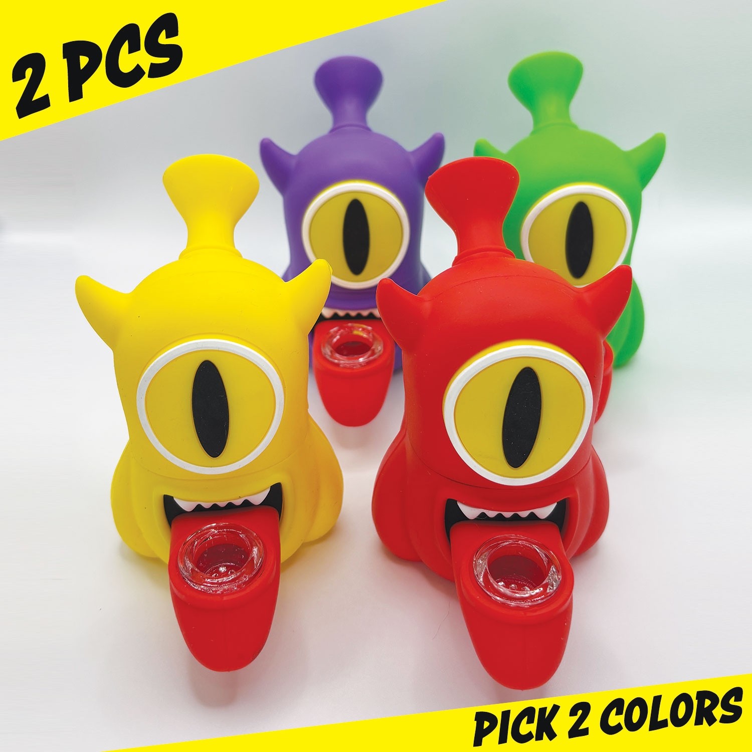 Silicone Glass Water Pipe Hookah Monster Tongue Design