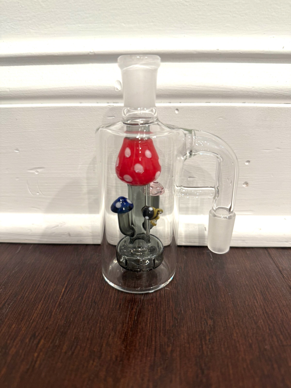 4.75&Prime; GLASS WATER PIPE ASH CATCHER BEE MUSHROOM SHOWER HEAD PERC 90DEGREE 14MM