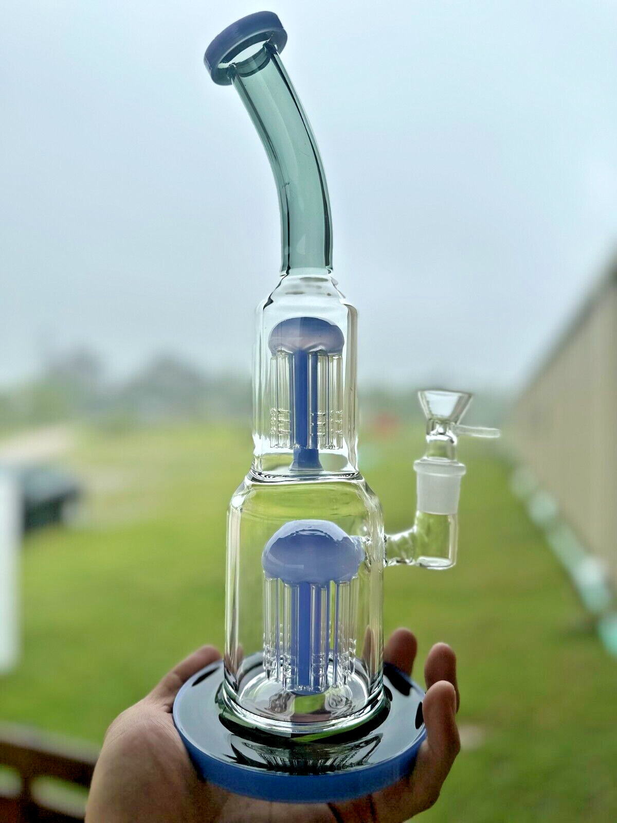 13&Prime; Heavy duty Glass Bongs Smoking Glass Water Pipe with 18mm Round handle