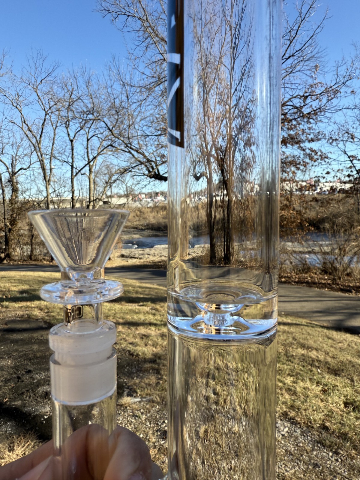 12-inch Grav Straight Tube Glass Water Pipe