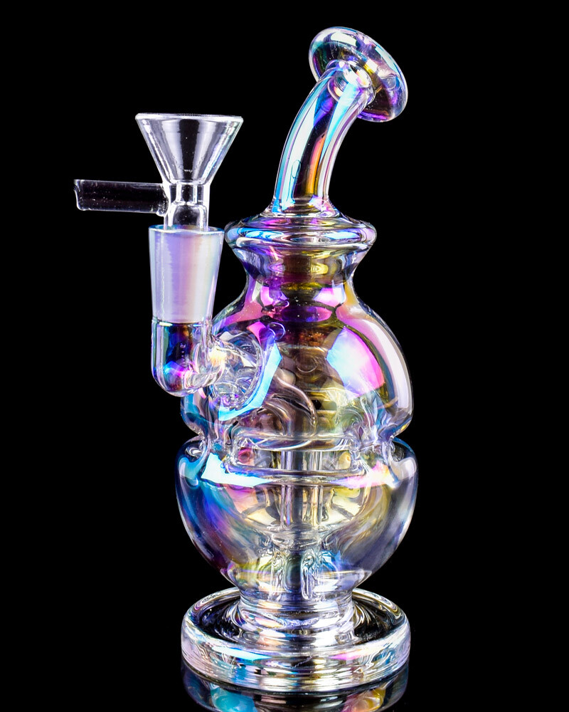 CUTE Bong RECYCLER Glass Water Pipe BONG Iridescent THICK Bubbler HOOKAH *USA*