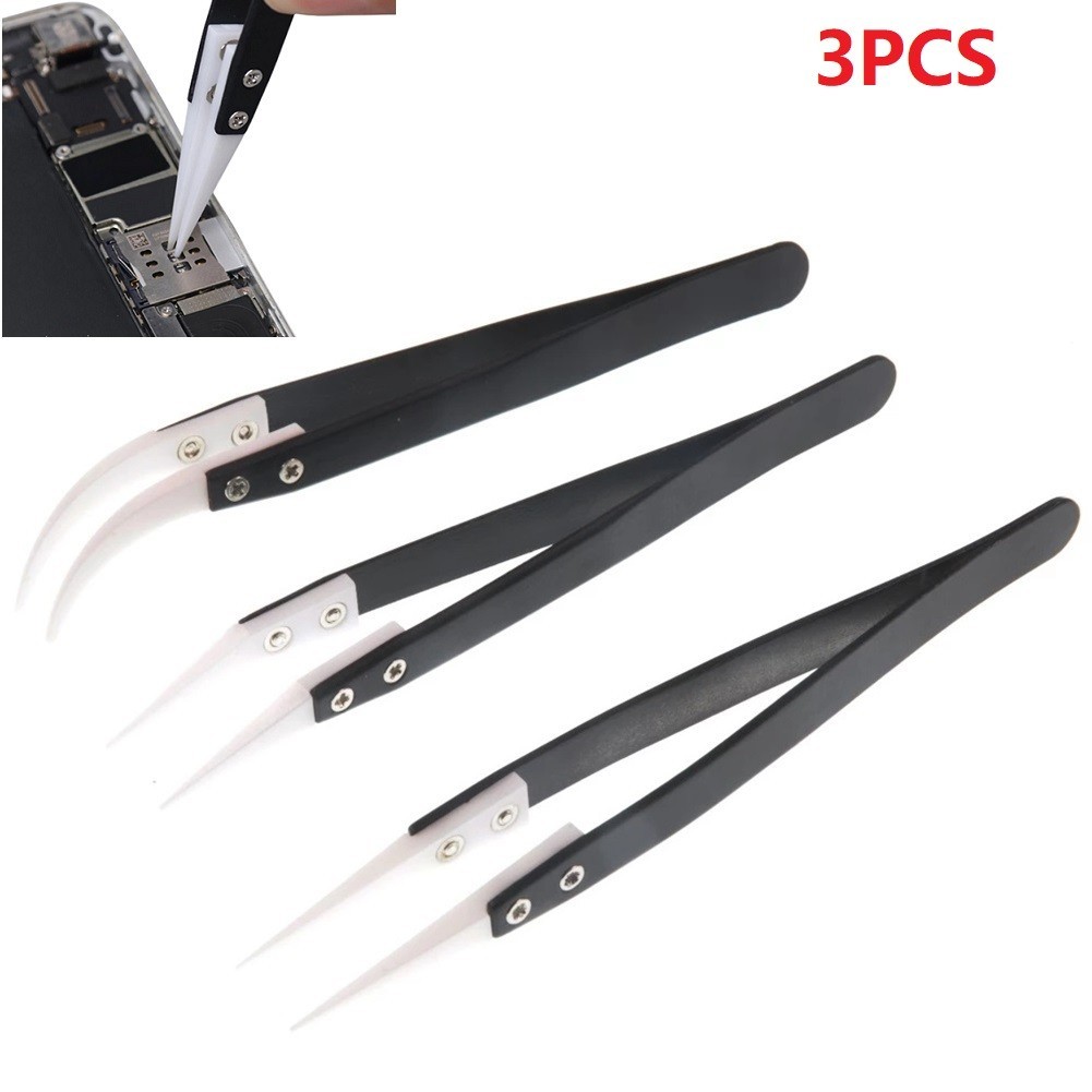 Universial Reverse Tweezers Ceramic Tweezers Industrial Use 135-140mm 3pcs