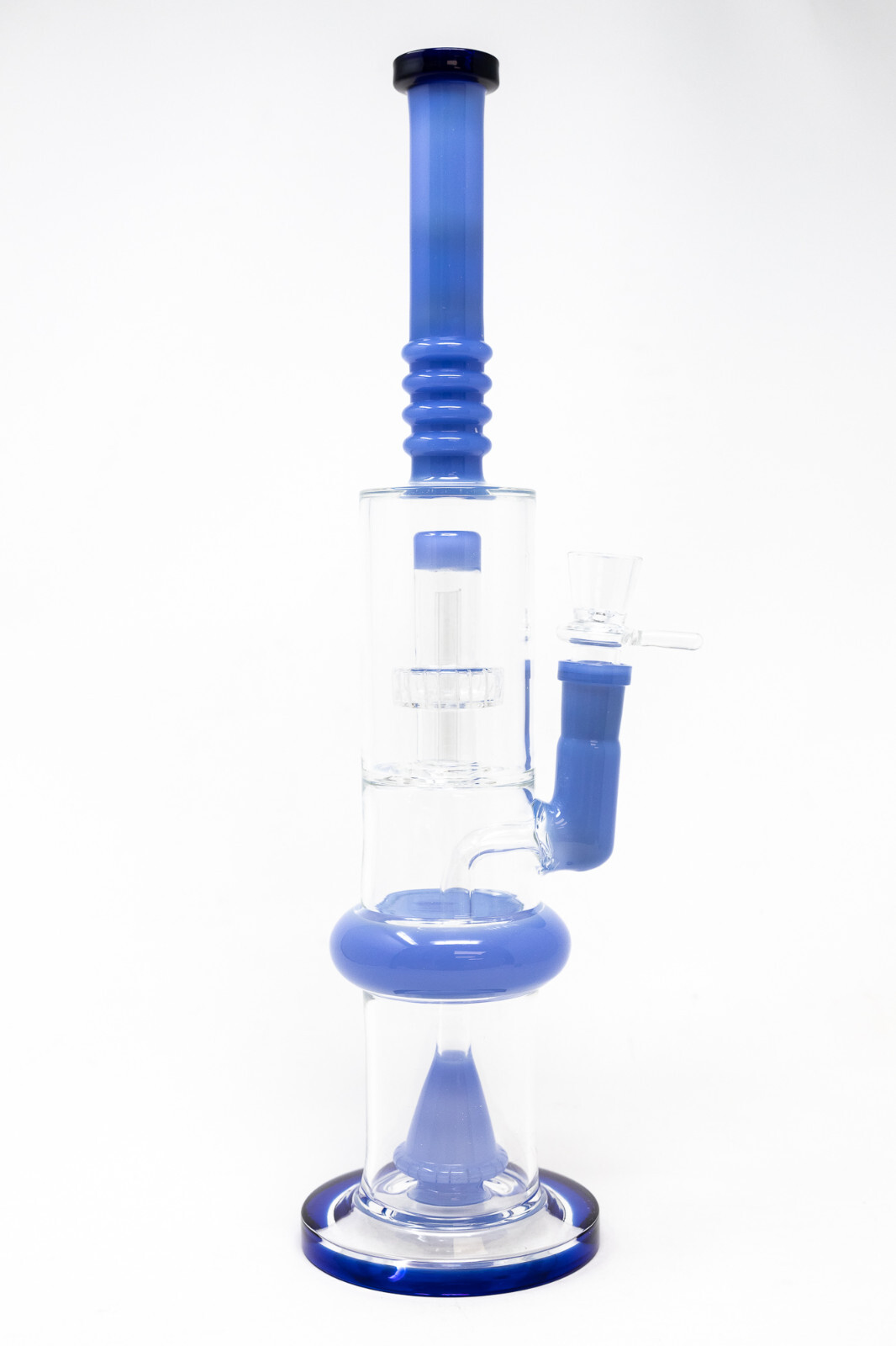 16&Prime; Hookah Water Pipe Blue Flat Base Double Percolator Bong