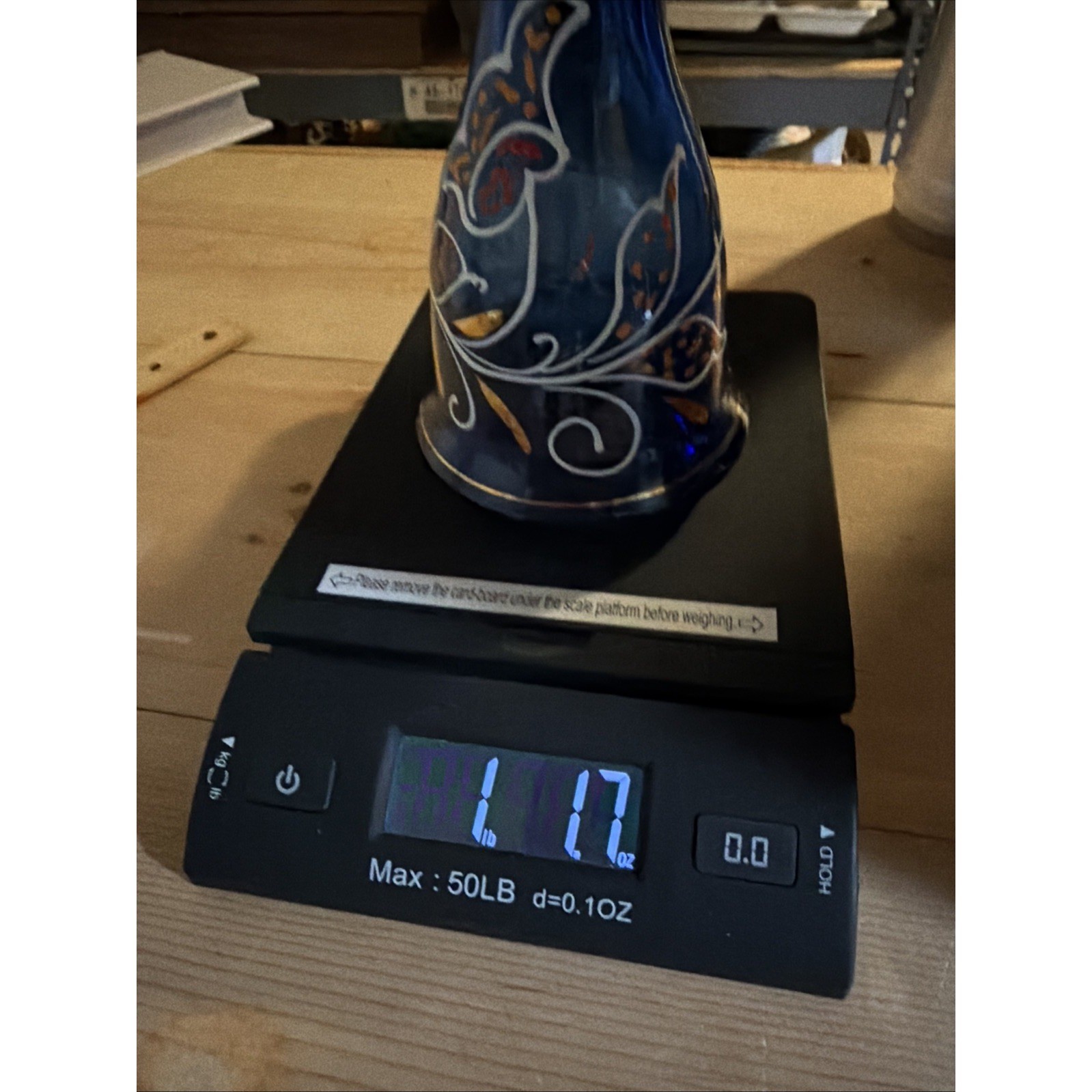 Vintage Colbalt Blue Bohemian Colorful Glass Base For Hookah Florals 7.5&Prime; Tall