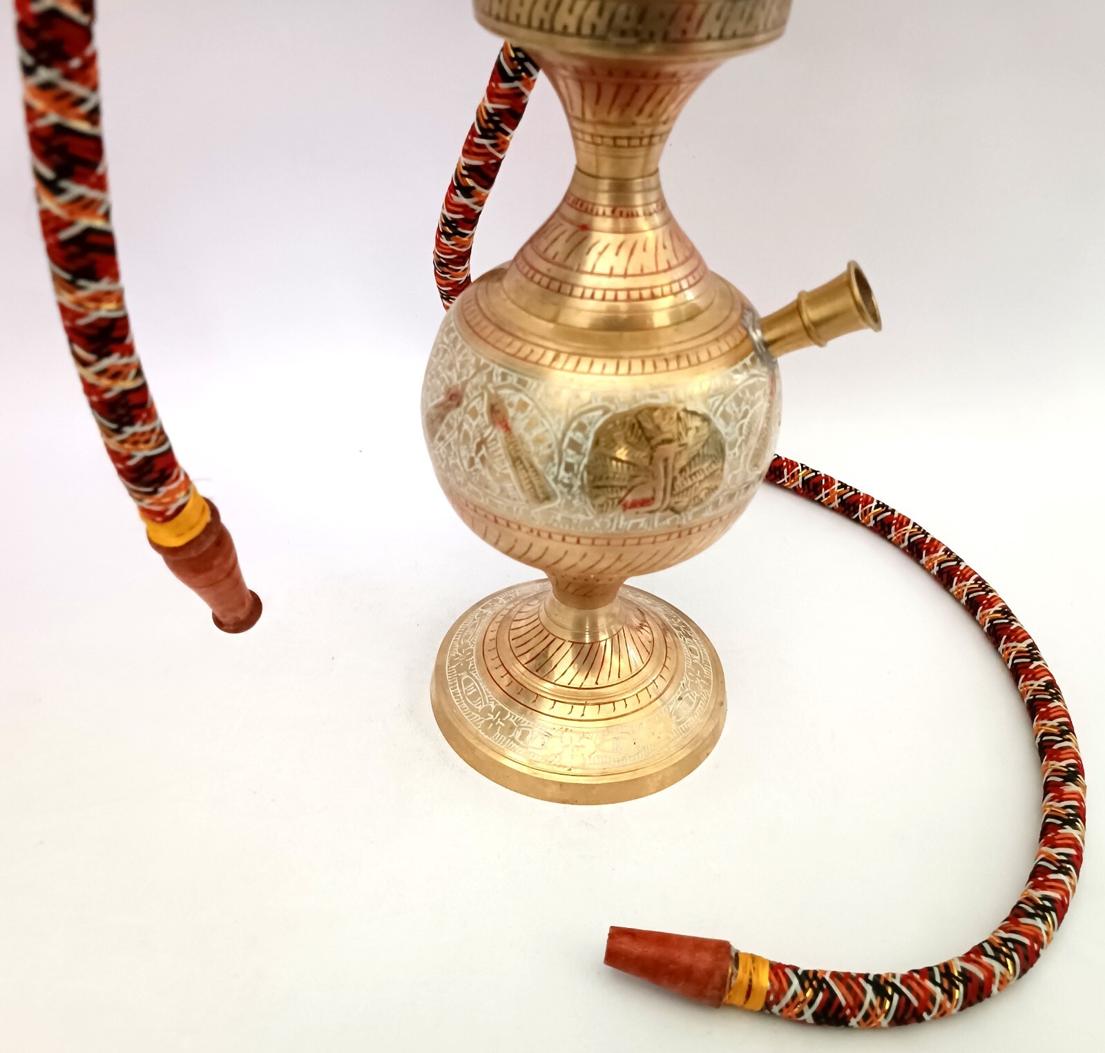 Vintage Pure Brass Shisha Antique Hand Carved Smocking Hookah, Home Decoration