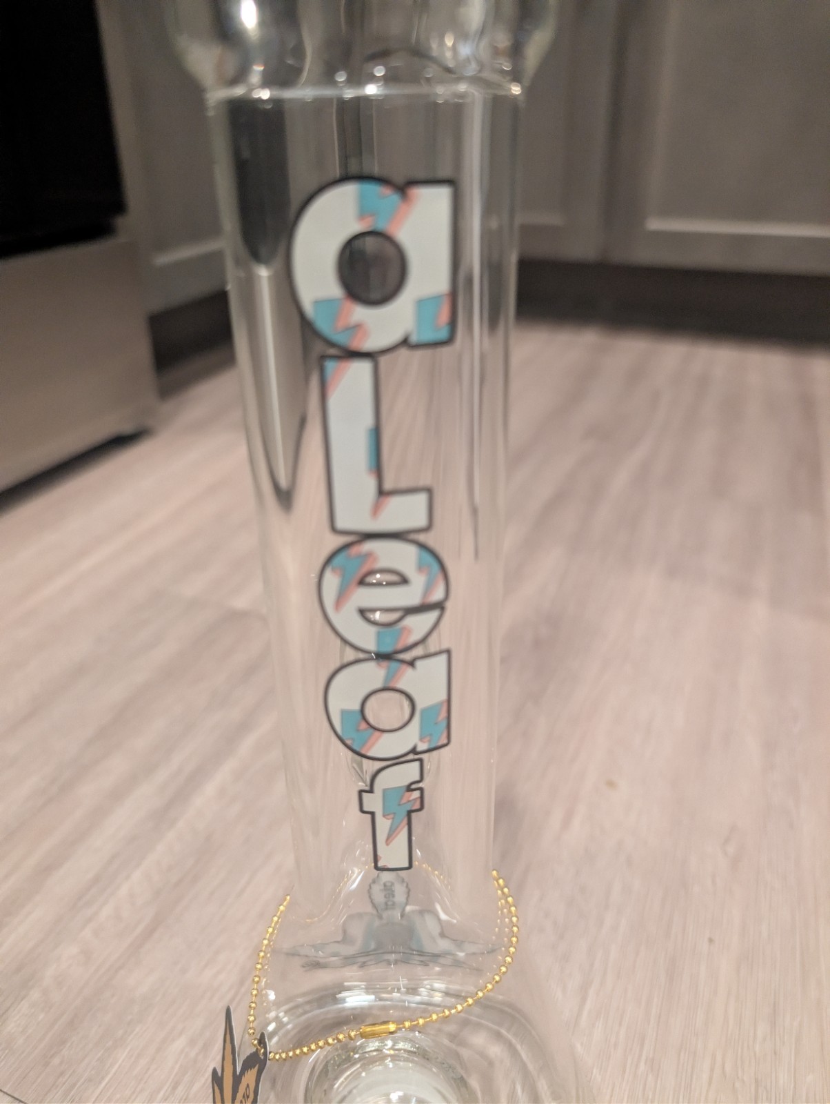 14&Prime; Aleaf BRANDED Spec Head Super Thick Glass Baby Blue/Pink w Diffused Downstem
