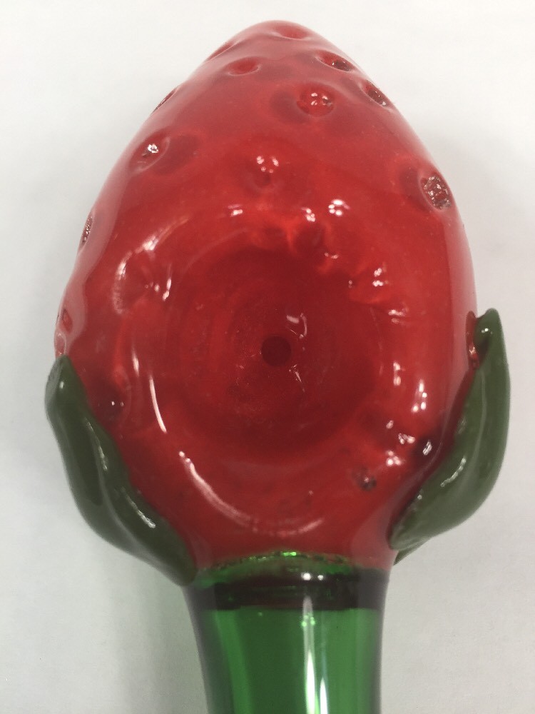 NEW USA TOBACCO SMOKING BLOWN GLASS STRAWBERRY RED GREEN SPOON SB1678 HOOKAH