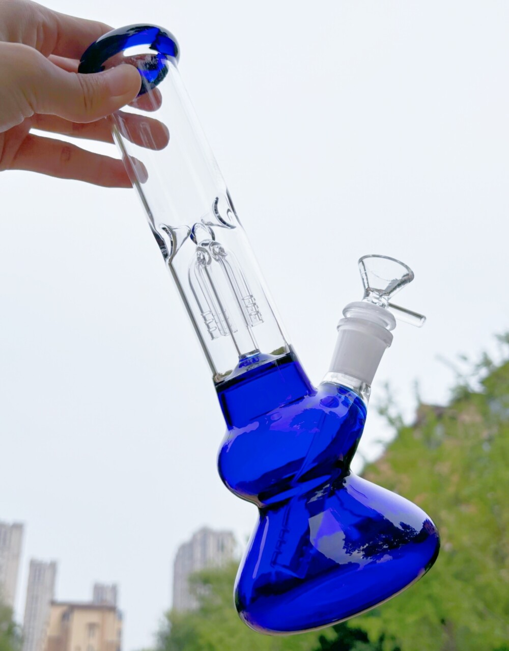 10 » Premium Glass Bong Tree Arm Perc Recycler Water Pipe Hookah Beaker Bubbler